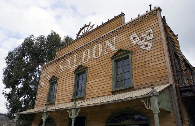 A saloon; games of faro were played all over the Wild West in establishments like this
