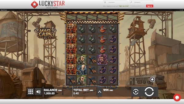 Mad Cars slot game at LuckyStar Casino.
