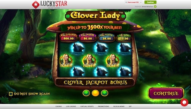 Play Clover Lady and other Irish slots at LuckyStar Casino