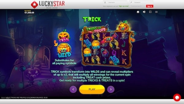 Play the Tricks and Treats slot for some surprising rewards.