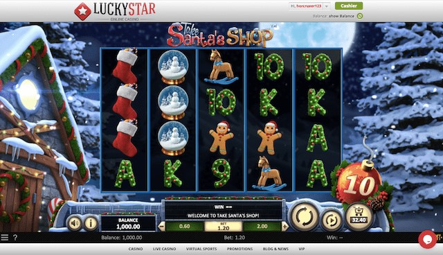 Look out for the robber as you play the Take Santa’s Shop slot