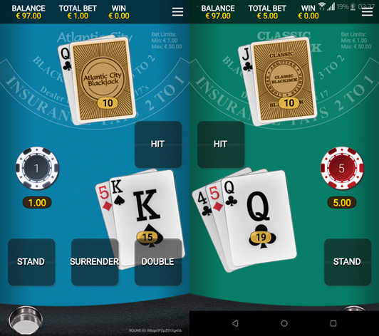 Righ-handed vs Left-handed play version – Innovative BJ Feature
