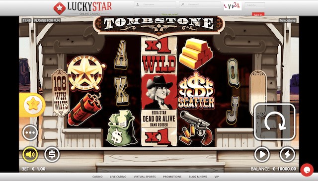 The Tombstone slot in play for fun mode