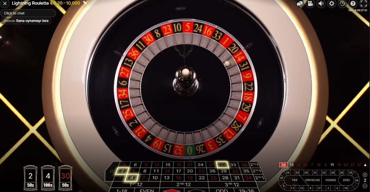 A closer look at XXXtreme Lightning Roulette showing the ball landing on number 14